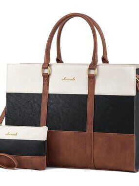 Laptop Bag for Women, 15.6 Inch Work Bags for Women, Vintage Leather Laptop Tote